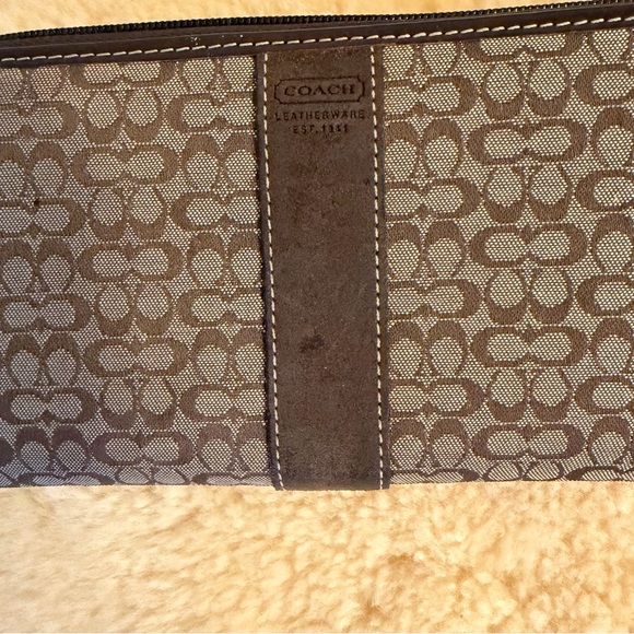 Coach Brown Signature Monogram Zip Wallet - Vintage - Picture 2 of 6